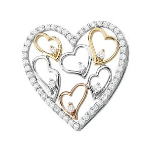 Tri-Color 5/8 ct tw Diamond Heart Pendant