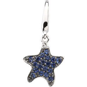 Genuine Blue Sapphire & Diamond Starfish Charm