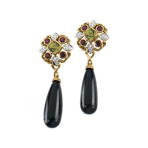 Multicolor Gemstone & Diamond Semi-mount Earrings