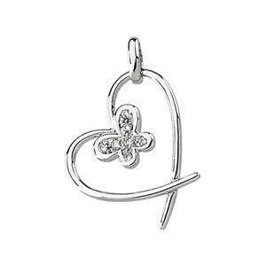 .05 ct tw Diamond Heart & Butterfly Pendant