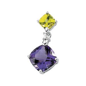 Genuine Multicolor Gemstone & Diamond Pendant