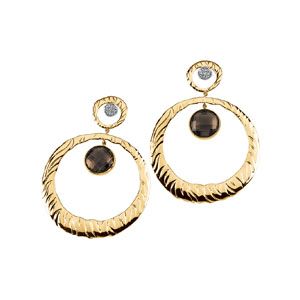 Genuine Smoky Quartz Circle Earrings