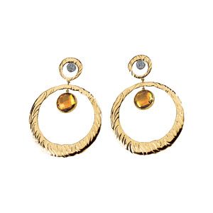Genuine Citrine Circle Earrings