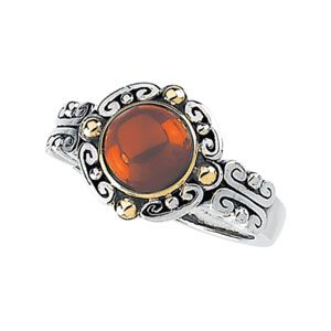 Genuine Dyed Red Coral Cabochon Ring