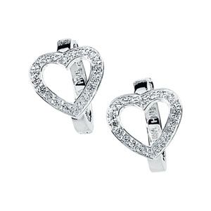 Cubic Zirconia Heart Hoop Earrings
