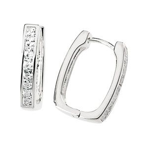 Cubic Zirconia Hinged Hoop Earrings