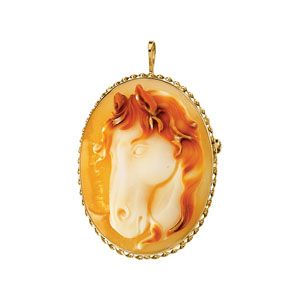 Genuine Carnelian Horse Cameo Brooch/Pendant