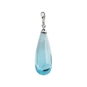 Genuine Swiss Blue Topaz Briolette Pendant