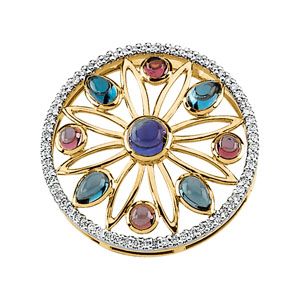 Multicolor Gemstone & Diamond Medallion-Style Pendant