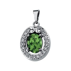 Genuine Green Tourmaline & Diamond Pendant