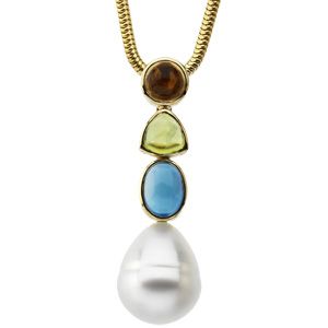 Paspaley Cultured Circlé Pearl & Multicolor Gemstone Pendant