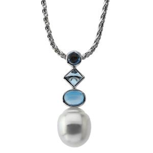 South Sea Cultured Circlé Pearl & Genuine London Blue Topaz Pendant