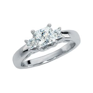 Created Moissanite and Diamond 3 Stone Anniversary Ring