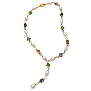 Aquarella&reg; South Sea Cultured Pearl and Genuine Gemstone Necklace