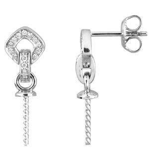 Diamond Semi-Mount Earrings for Large Pearls