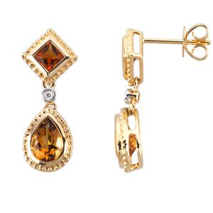Genuine Multicolor Gemstone & Diamond Earrings