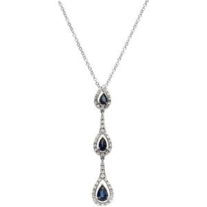 Genuine Blue Sapphire & Diamond Necklace