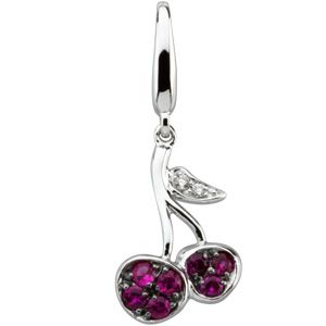 Genuine Pink Sapphire and Diamond Cherry charm