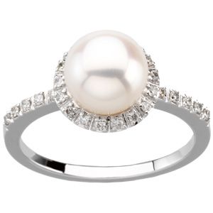Freshwater Pearl & Diamond Ring