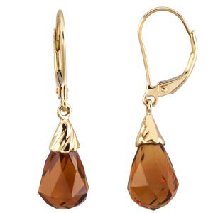 Genuine Checkerboard Madeira Citrine Briolette Earrings