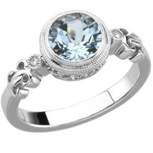 Genuine Aquamarine & Diamond Ring