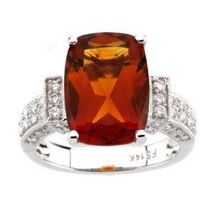 Genuine Madeira Citrine & Diamond Ring