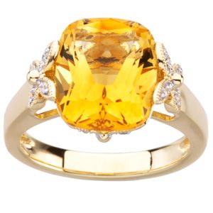 Genuine Citrine & Diamond Ring