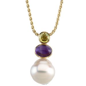 South Sea Cultured Circlé Pearl & Multicolor Gemstone Pendant