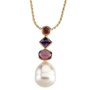  South Sea Cultured Circlé Pearl & Multicolor Gemstone Pendant