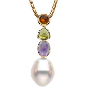 South Sea Cultured Circlé Pearl & Multicolor Gemstone Pendant