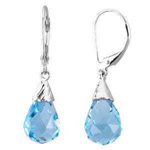 Genuine Swiss Blue Topaz Briolette Earrings