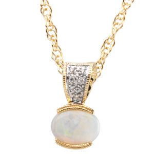 Genuine Opal & Diamond Pendant