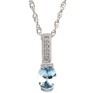 Genuine Aquamarine & Diamond Pendant