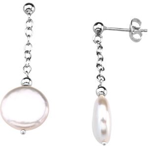 Freshwater Cultured White Coin Pearl Earrings