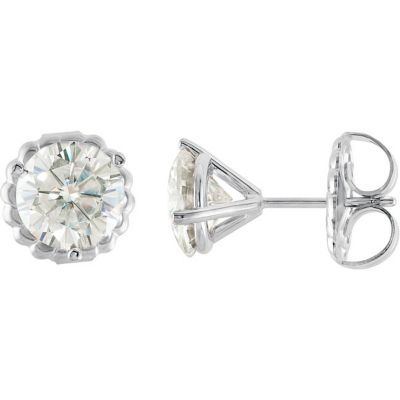 Created Moissanite 3-Prong Stud Earrings