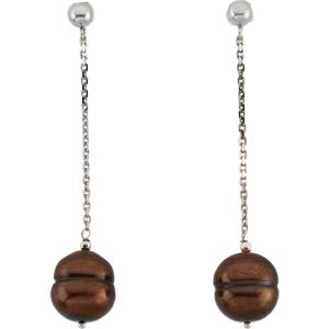 Freshwater Dyed Chocolate Cultured Circlé Pearl Earrings
