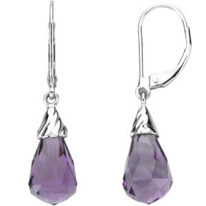 Genuine Amethyst Briolette Earrings