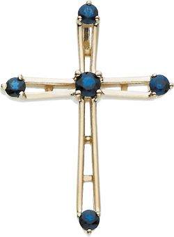 Cross Pendant with Genuine Sapphire