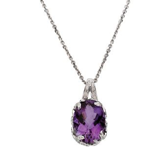 Genuine Amethyst & Diamond Pendant
