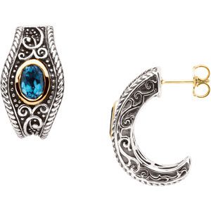 Genuine Swiss Blue Topaz Earrings
