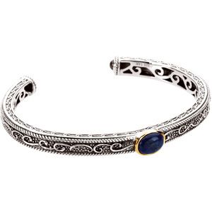 Genuine Cabochon Lapis & Blue Sapphire Bracelet
