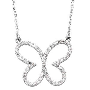 1/3 ct tw Diamond Butterfly Necklace