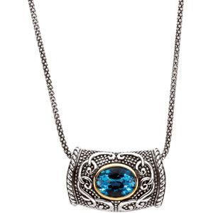 Genuine Swiss Blue Topaz Necklace