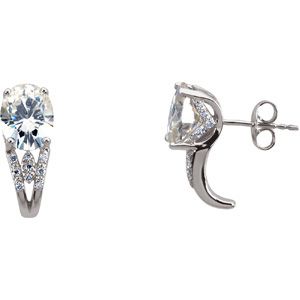 Created Moissanite and Diamond Earrings