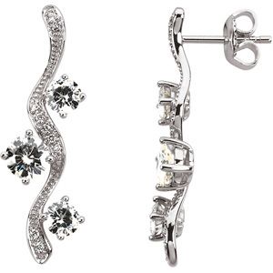 Created Moissanite and Diamond Earrings