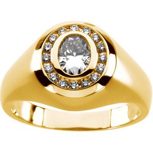 Created Moissanite and Diamond Gents Ring