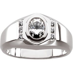 Created Moissanite and Diamond Gents Ring