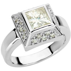 Created Moissanite and Diamond Ring