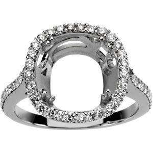 Diamond Semi-mount Ring for Antique Cushion Stone
