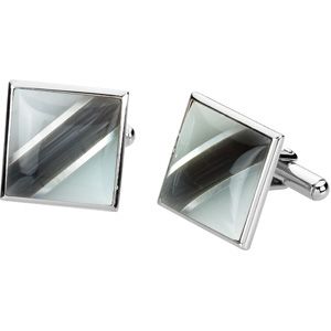 Mother of Pearl & Fiber Optical Glass Cuf Links